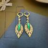 Elegant Green Leaf Geometric Ear Cuff: Versatile, Stylish, and Luxurious