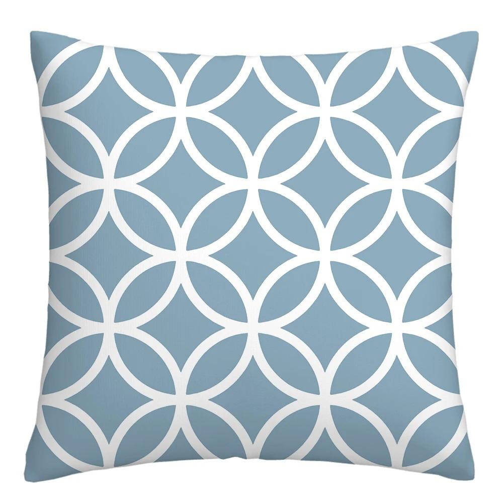 Blue and White Geometric Decorative Pillowcase Living Room Office Home Pillowcase Car Ornaments