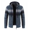 Automne et Hiver Veste Pull pour Homme Manteau en Fil Assorti de Couleurs Ample Polaire à Capuche Pull Tricoté pour Homme