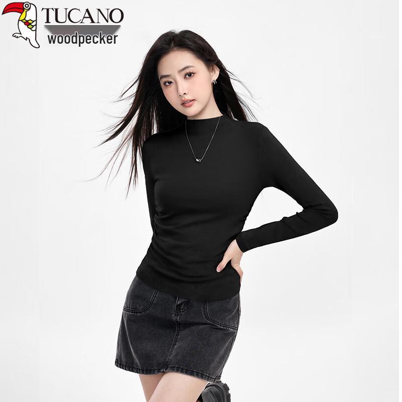 

Woodpecker Women s Ribbed Semi-High Neck Long Sleeve T-Shirt M