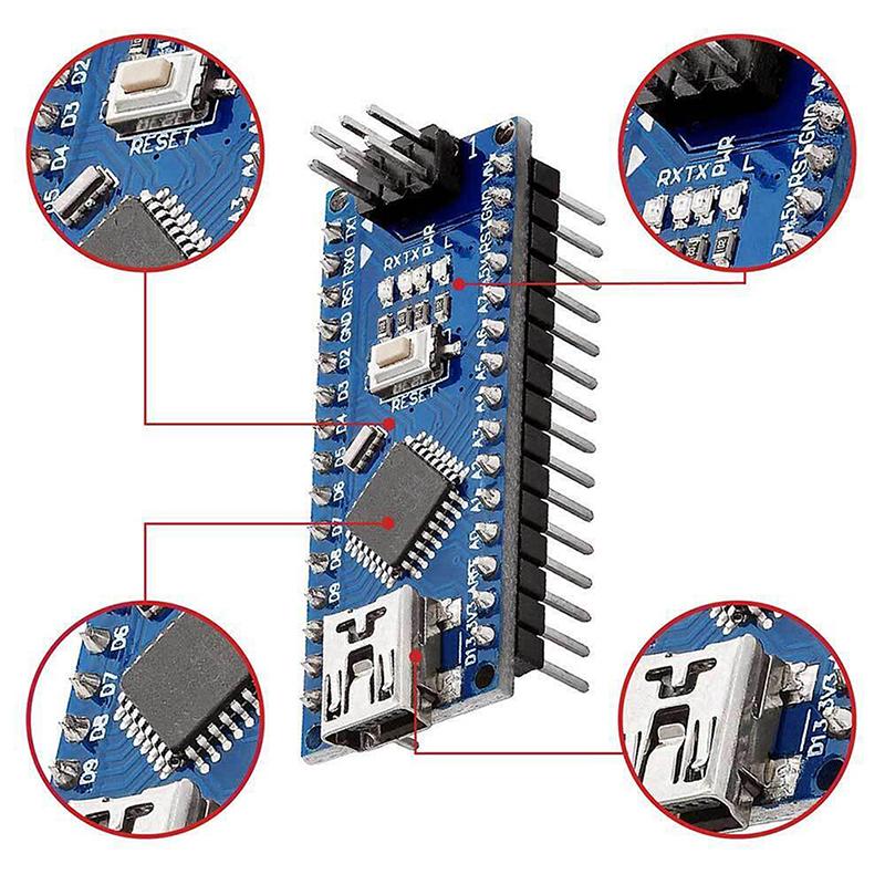 1/2ks 16MHz 5V Mini USB pájený Nano V3.0 kompatibilní modul mikrořadiče Atmega328P pro CH340G