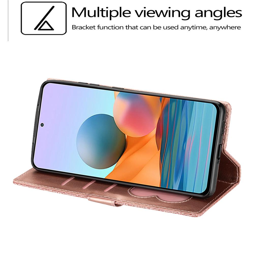 Funda de Cuero con Cremallera y Purpurina para Xiaomi RedMi Note 15 14 13 Pro Plus 5G 15C 14C 13C 12C Mi 15T Pro Cartera tipo Flip con Tarjetero Funda para Teléfono