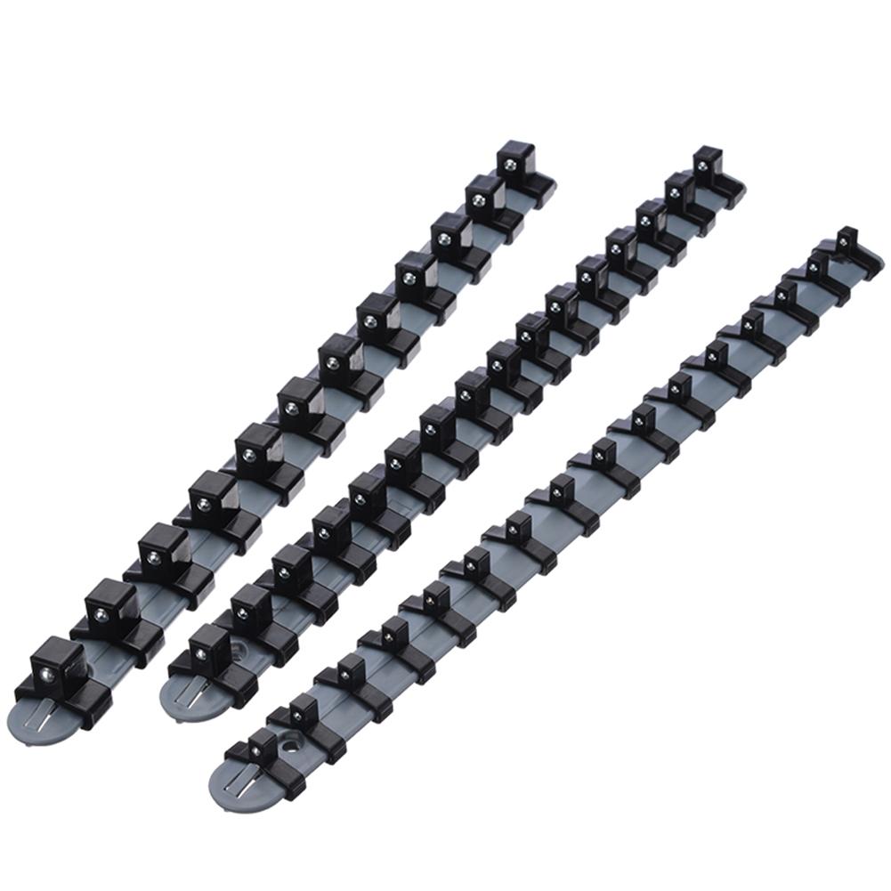 3pcs Plastic tools sockets organizer Set 1/4" 3/8" 1/2" Socket Tray Rail Rack Storage Holder sleeve Shelf Stand For Home Garage