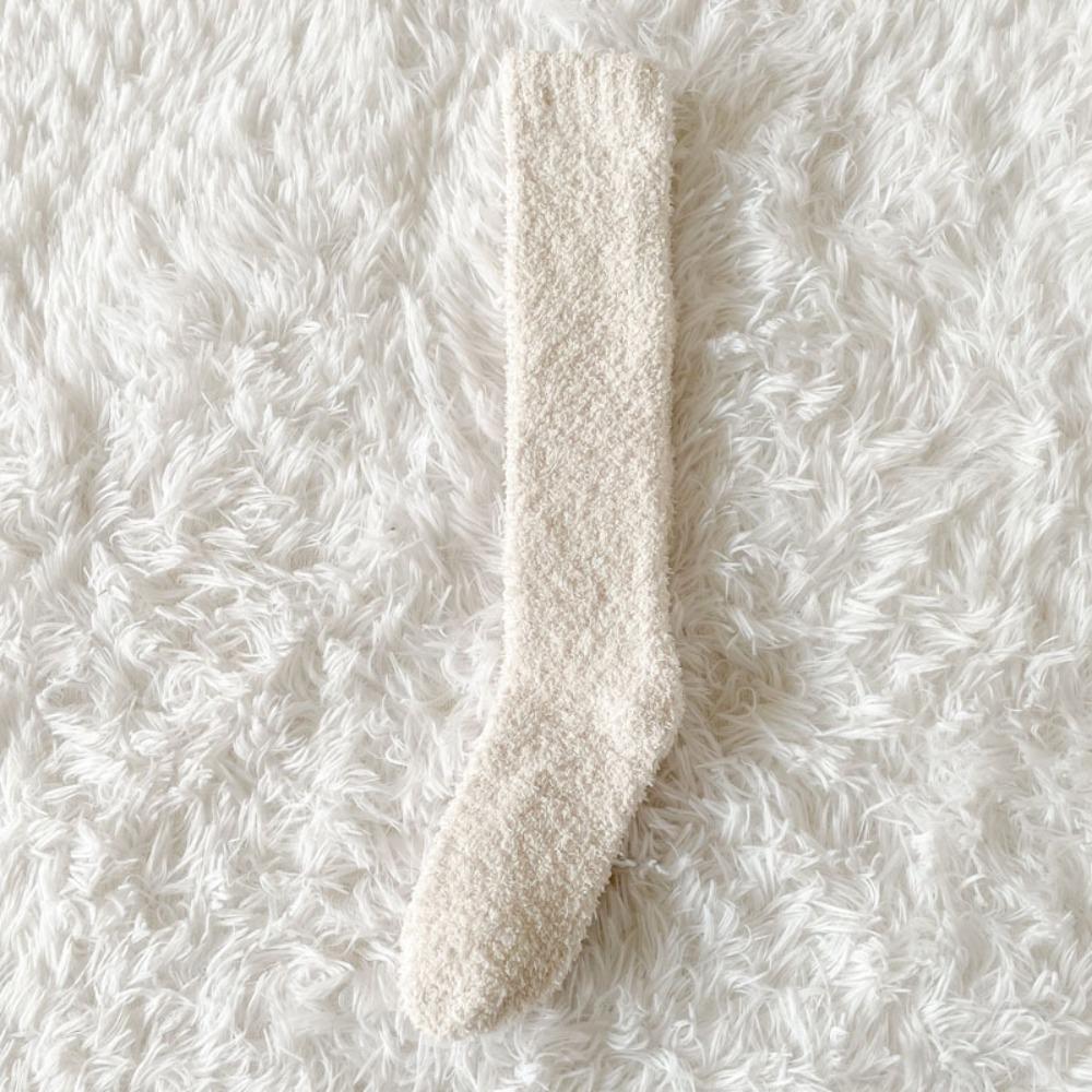 Coral Velvet Long Tube Socks Thick Fabric Warm Winter Socks Preppy Solid Color Stockings For Women