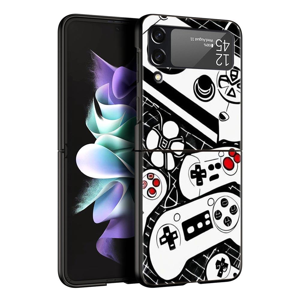 

Game Controller Graphic Hard PC Phone Case For Samsung Galaxy Z Flip 7 6 5 4 Black Cover For Galaxy Z Flip 3 Foldable Shell Bags Z Flip 4