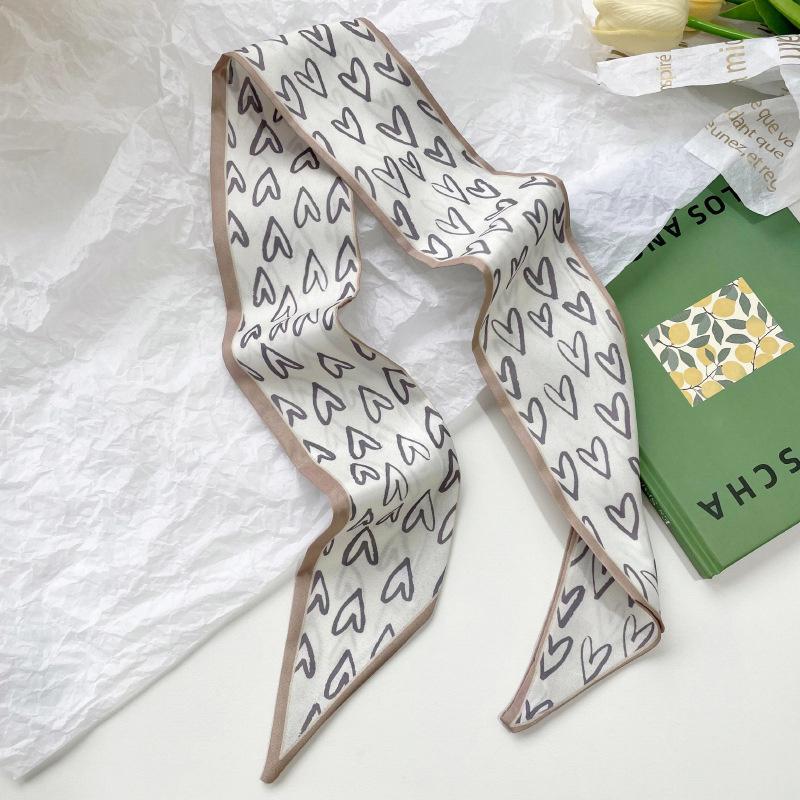 Brown Series Lady Scarves Hairband Long Silk Foulard Print Brand Lady Neckerchief Ribbon Women bandana silk 2024 New