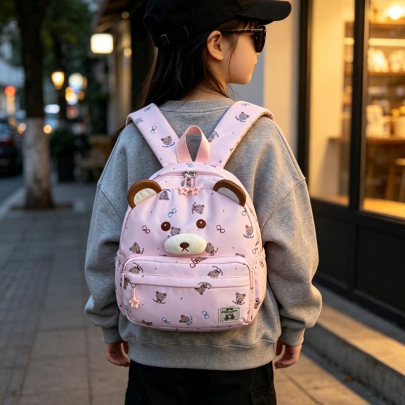 Schoolbag cartoon three-dimensional bear children's backpack printed kindergarten baby school bag boys and girls outdoor leisure backpack bag