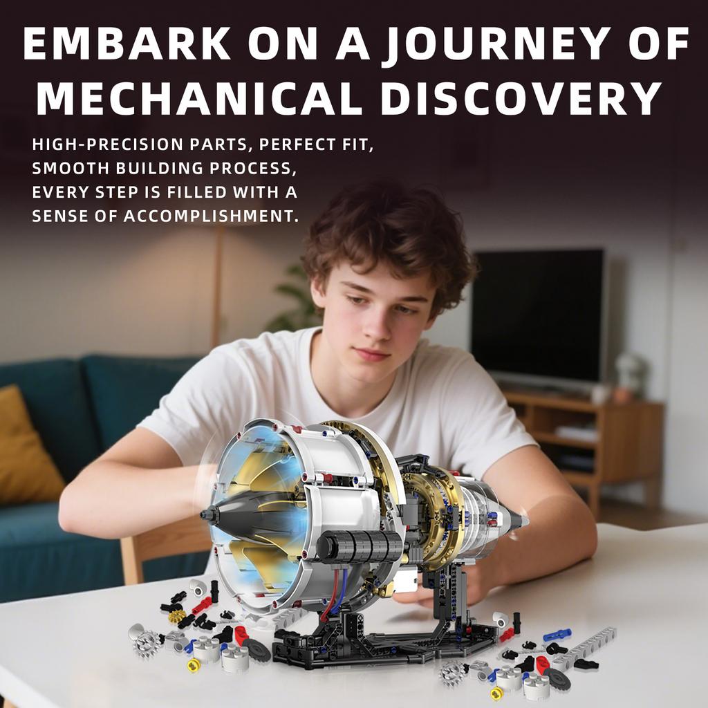 Moc 564Pcs New Creative App Control Aviation Engine Model Led Building Blocks Children'S Puzzle Toy Birthday Gift