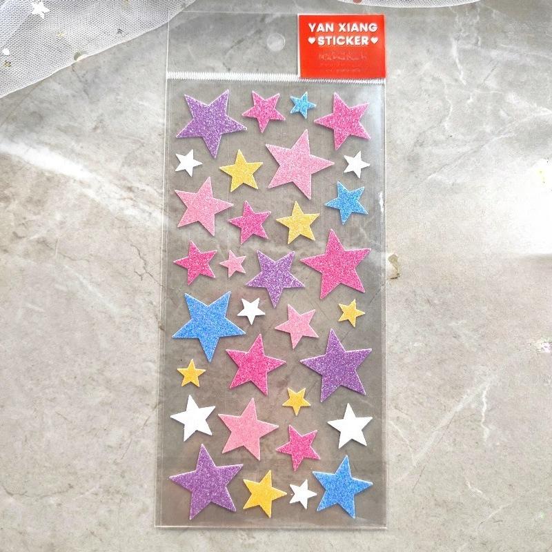 Gold Glitter Spark Heart Star Animal Cown DIY Stickers Self-adhesive New Year Gift for Kid Face Scrapbook Decora Bright Stickers