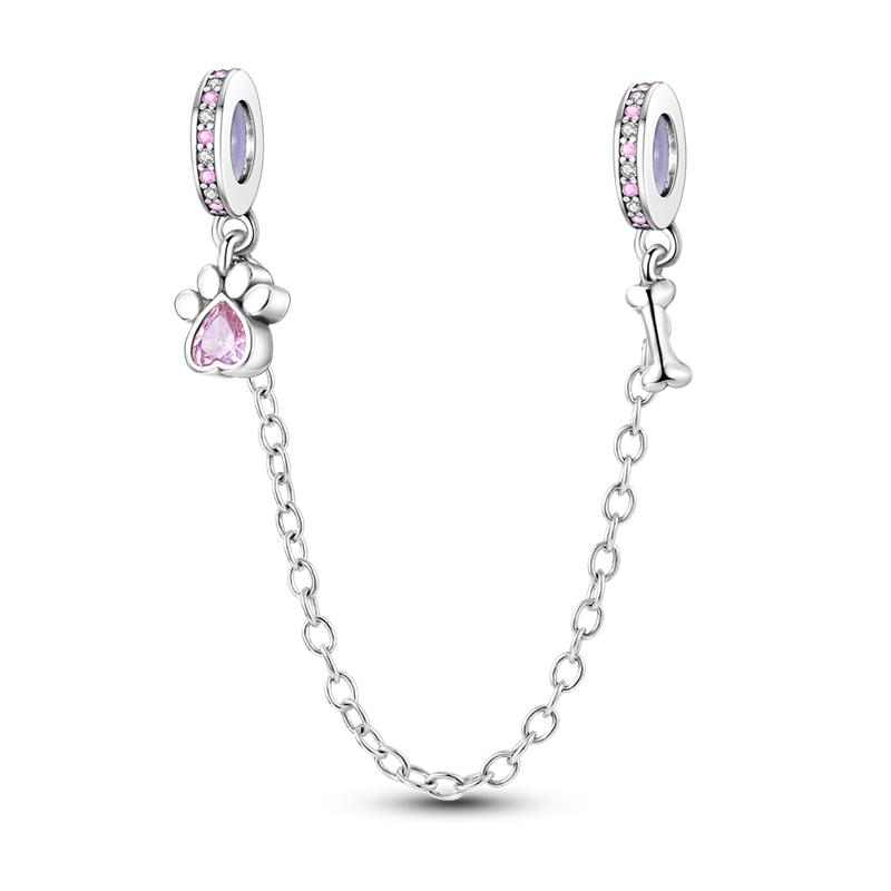 925 Sterling copper Cat and Dog Series Best Friend Pendant Fit 4MM hole diamete Bracelet Charms Bead Necklace DIY Female Zircon
