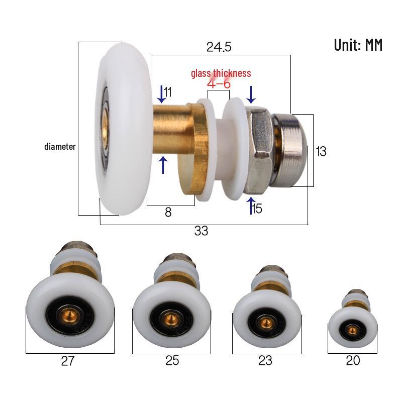 Vintage Shower Door Glass Sliding Pulley - Eccentric Wheel Accessories for Bathroom