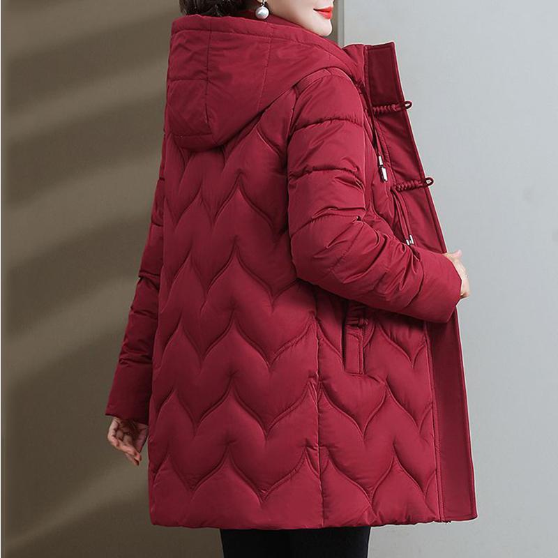 Winter Fashion Slim-fit Hooded Down Cotton-padded Jacket Women's Thickened Warm Temperament Medium Length Coat