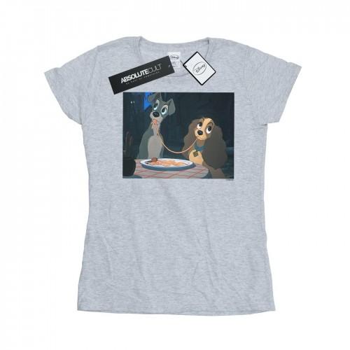 

Disney Womens/Ladies Lady And The Tramp Spaghetti Slurp Cotton T-Shirt білий