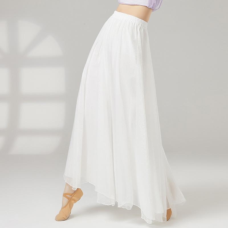 Women Wide Leg Modern Dance Pants Chinese Folk Dance Classical Dancing Long Culotte Soft Double-Deck Dancewear S