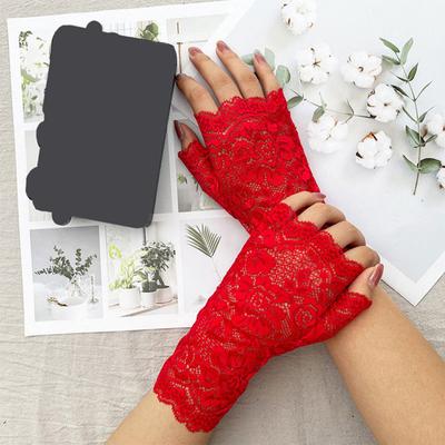Utomhus Half Finger Mitten Solskyddsmedel Sun Glove Spetshandskar Sommar Sexig Anti-UV Cykelkörning
