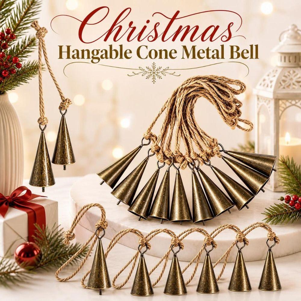 Hangable Christmas Cone Metal Bell Conical Craft Bell New Hanging Bell  Festival Ornament