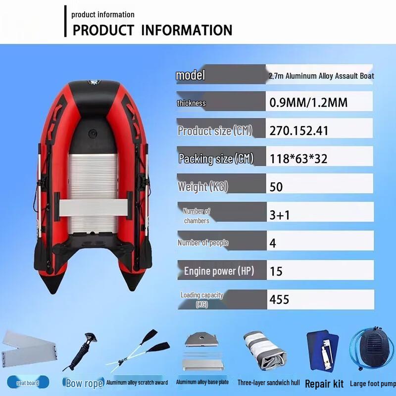 Longchan 2.3M Commercial Aluminum Alloy Inflatable Boat