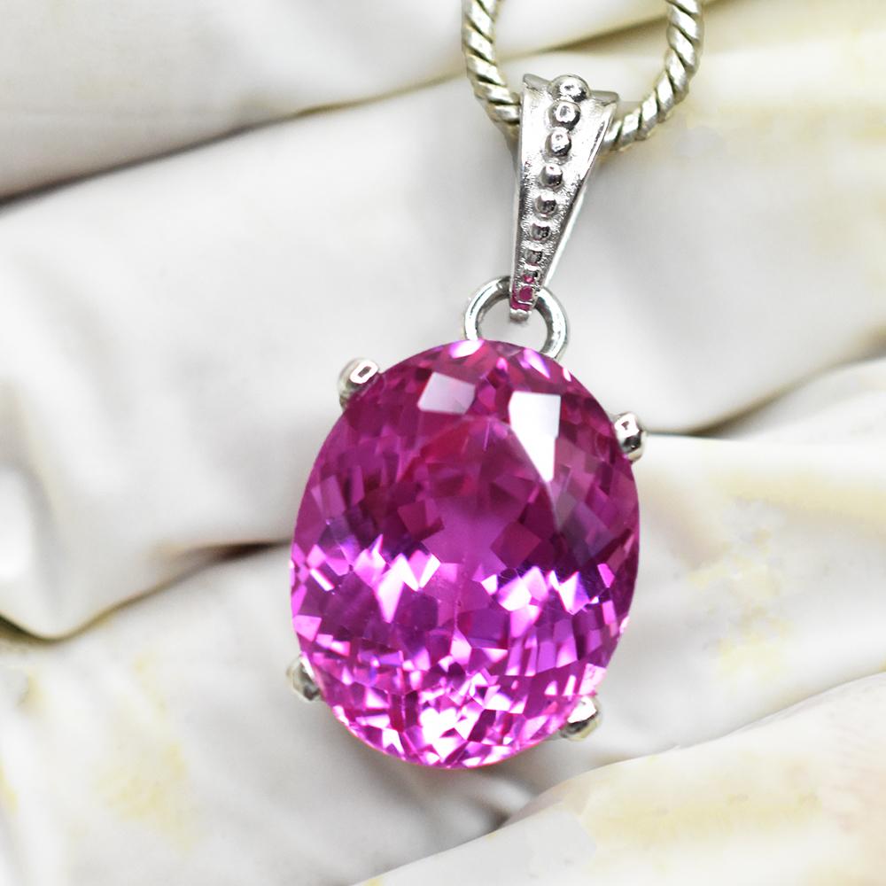 Natural Pink Ruby Pendant 28 ct 925 Sterling Silver Oval Gemstone Gemstone Jewelry Gift