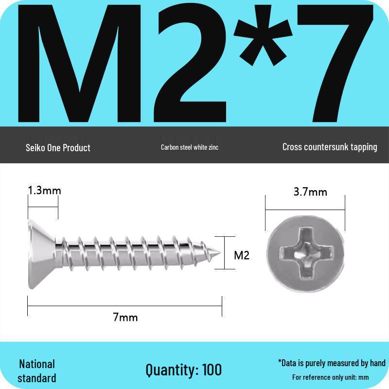 Iron Galvanized Phillips Flat Head Self-Tapping Screws - Countersunk M1 To M4