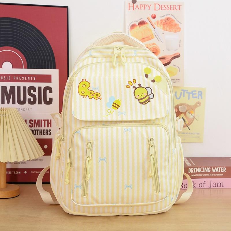 School bag new high value fresh sweet cute bee backpack junior high school students lightweight travel backpack