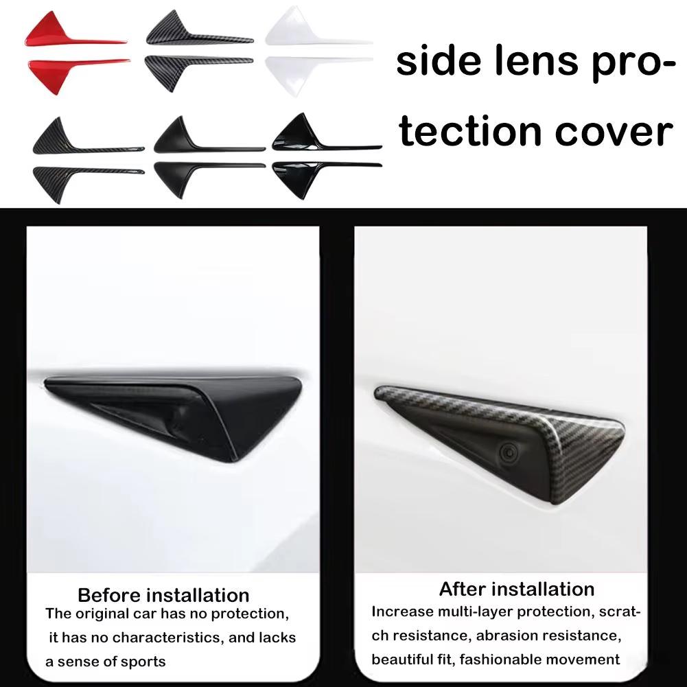 Side Camera Protection Cover For Tesla Model 3/Y/X/S Carbon Fiber Fender Trim Cover Car Modification Accessories Tesla 2017-2025