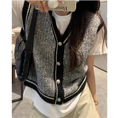 Gestrickte Strickweste Cardigan Damen Herbst und Winter Neu Koreanischer Stil Locker Layering Retro Ärmelloses Top