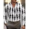Men's Fashionable Black and White Polka Dot Printed Shirt Long Sleeved Slim Fit Formal Casual Button Top for Daily Commuting Cas