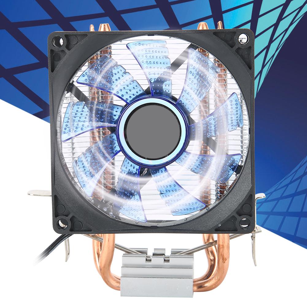 CPU Cooling Fan 3 Pin Connector PC Accessory Light 2 Brass Pipe for 775 Celsius 1155 Celsius (Red )