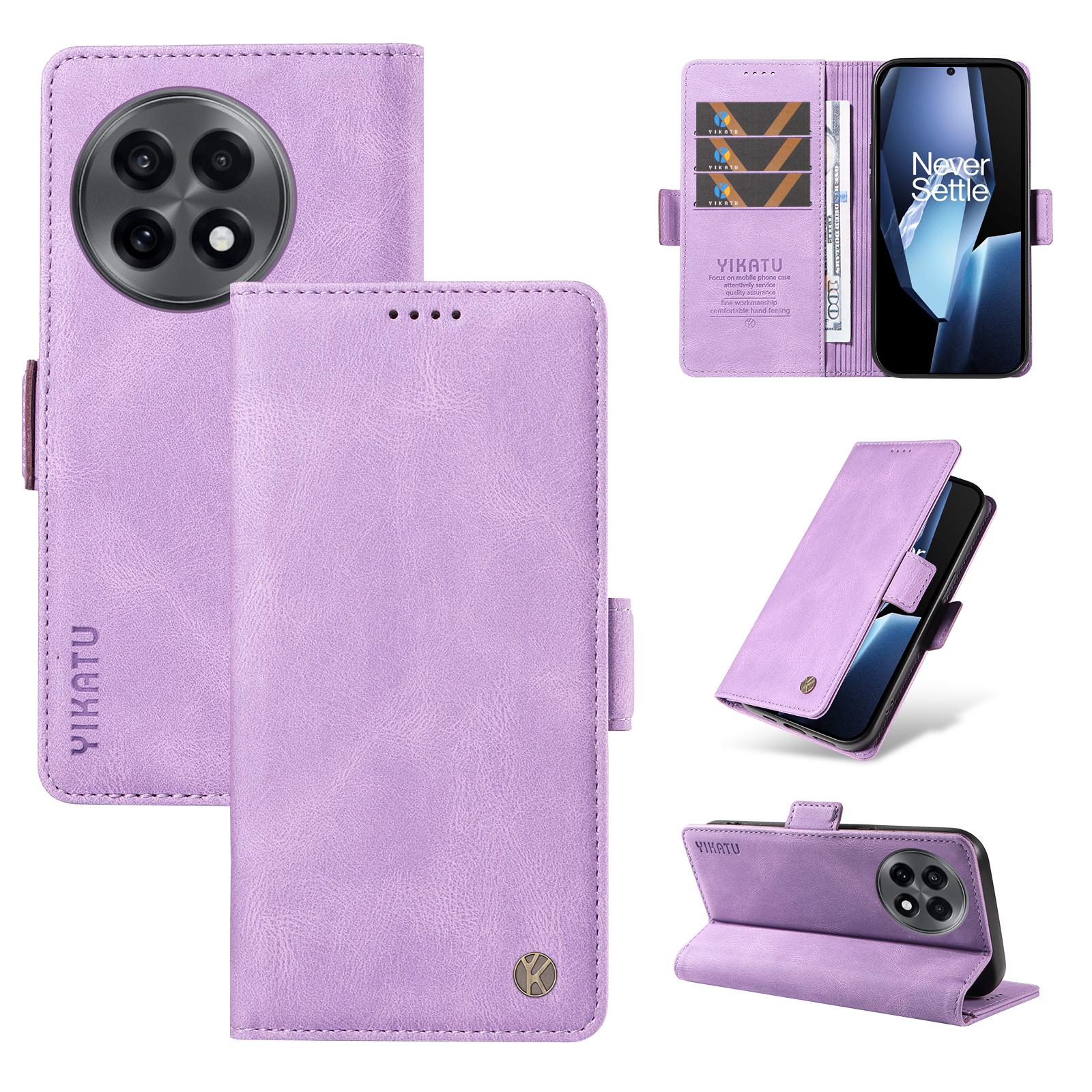 

For OnePlus Ace 5G Leather Case YIKATU YK-005 Skin-touch Feeling Wallet Phone Cover Purple