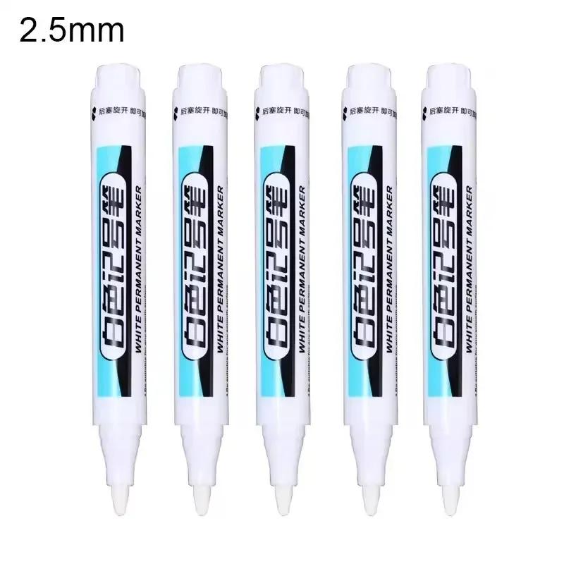 5/1Pcs Oily White Marker Pen Graffiti Pens Waterproof Permanent Gel Pencil Tire Notebook Glass Painting Pen 0.7mm 1mm 2.5mm
