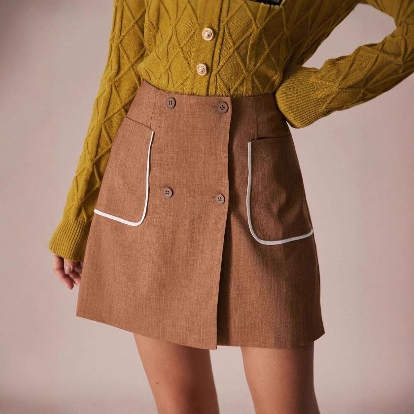 European & American 2025 Women s High-Waisted Slimming A-Line Midi Skirt US size S