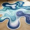 Gradient Coloured Irregular Shape Soft Puffy Rug Living Room Bedroom Rug Modern Home Decoration