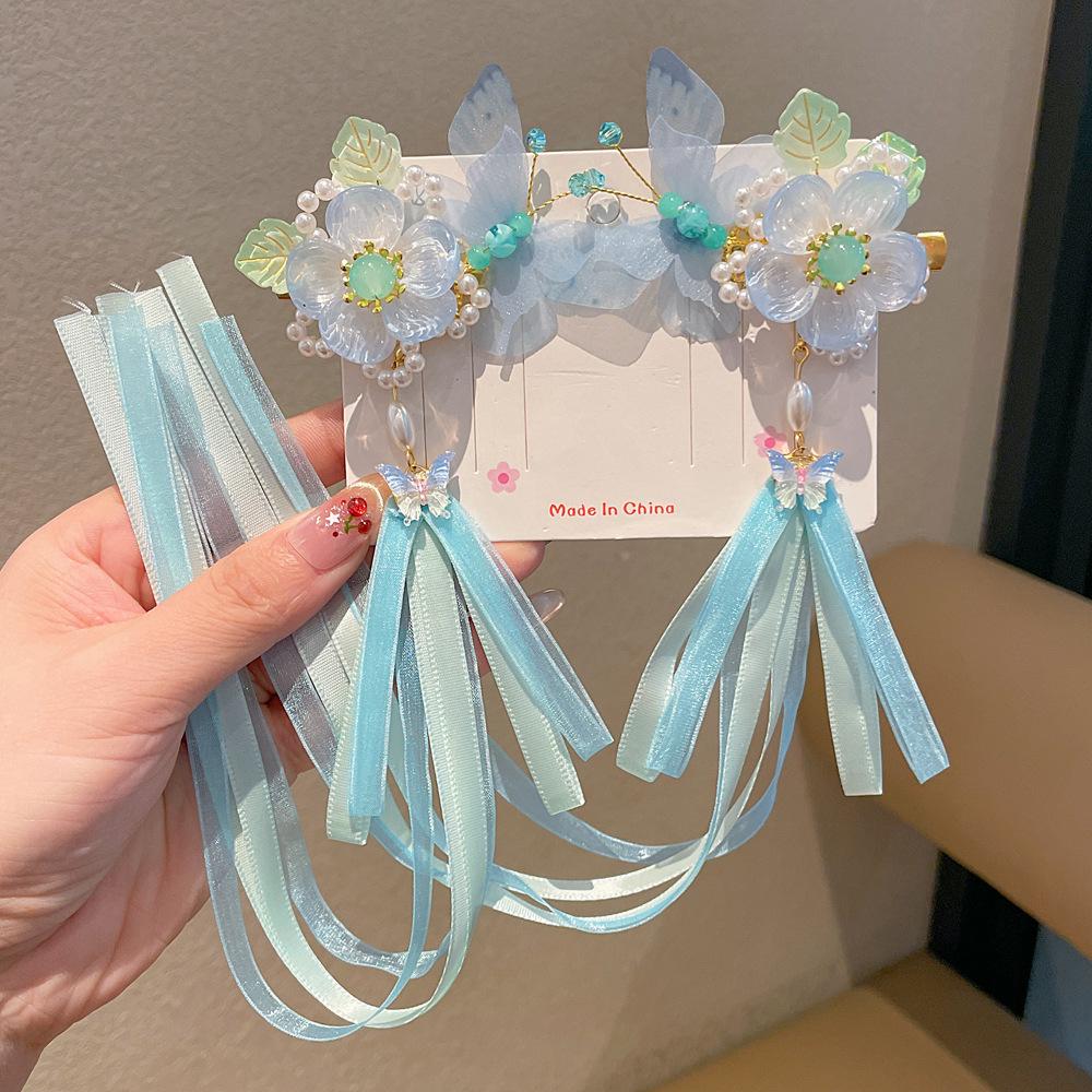 Chinese Style Hanfu Hairpin Set for Girls - Includes Hair Clips, Swaying Tassels, and Butterfly Accessories