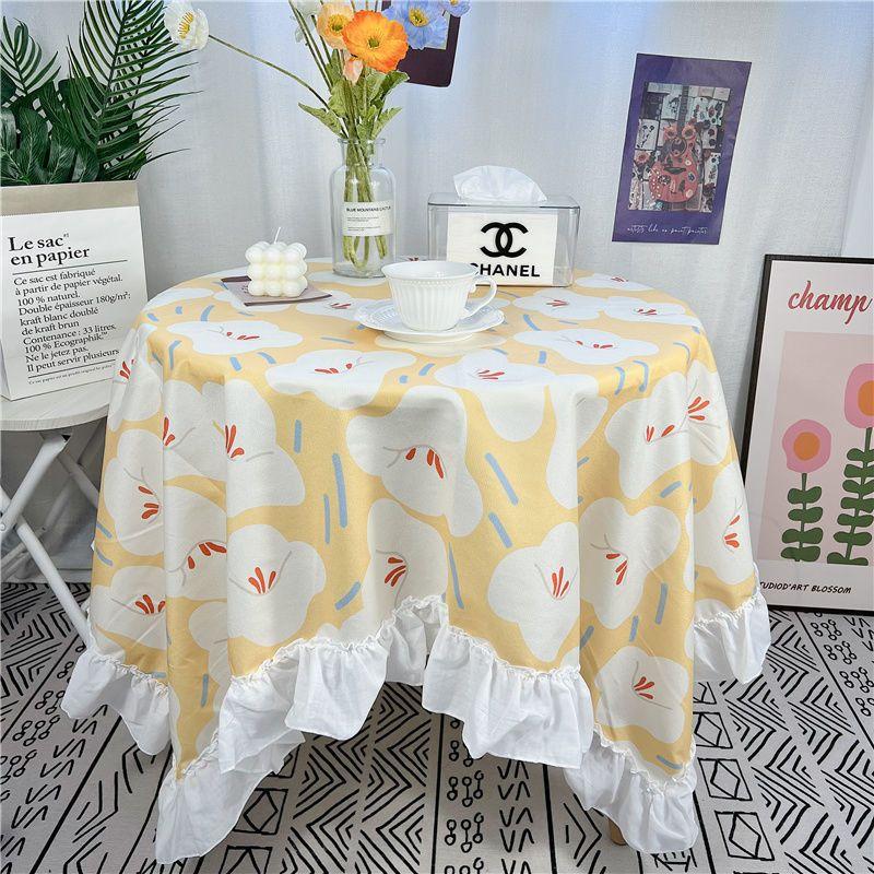 Spitze Runder Tischdecke Floraler Pastoraler Stil Picknick Party Dekorationstuch Ins Schmutzabweisend Antifouling Matte Süß