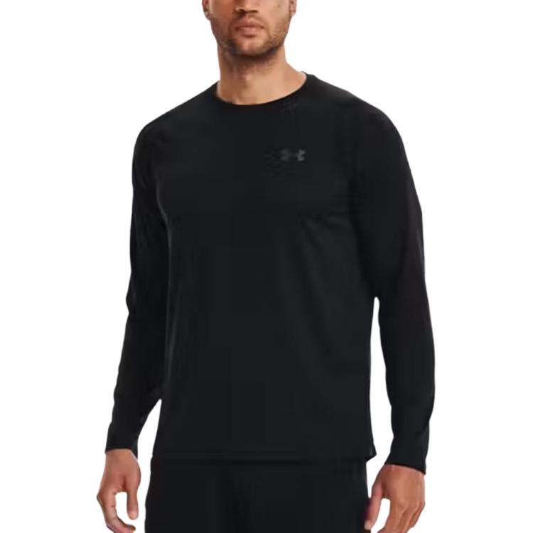 Under Armour Solid Color Long Sleeve Crew Neck T-Shirt Men Tops Black 1329585-002