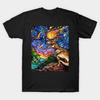 Men Black Print T-shirt Jurassic Night No-Cut Transfer Paper Print Cotton Tshirt