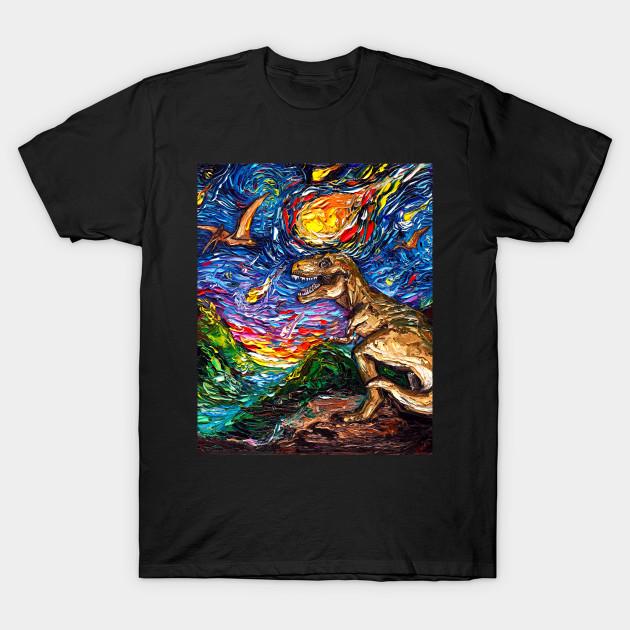 Men Black Print T-shirt Jurassic Night No-Cut Transfer Paper Print Cotton Tshirt 2XL чёрный
