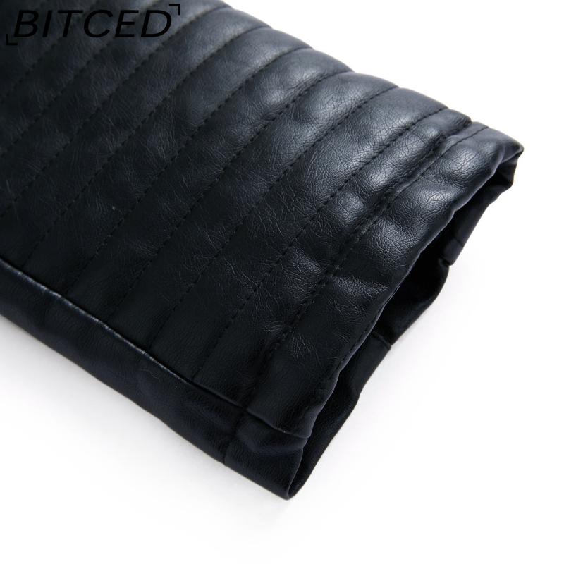 BITCED Spring/Autumn Short-Length Leather Jacket for Women Slim-Fit Collared Biker Jacket with Diagonal Zipper