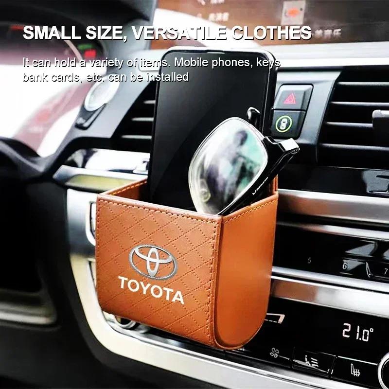 Car Interior Storage Bag Air Outlet Debris Bag Hanging Organizer Box For Toyota Chr Corolla Yaris Rav4 E150 E120 Land Cruiser