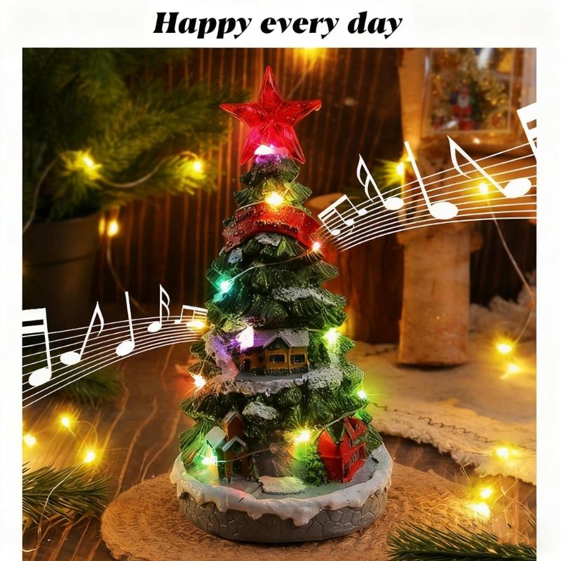 Musical Christmas Tree Tabletop Ornament Christmas Decorations Holiday Music Box Ornament for Home Tabletop Decoration