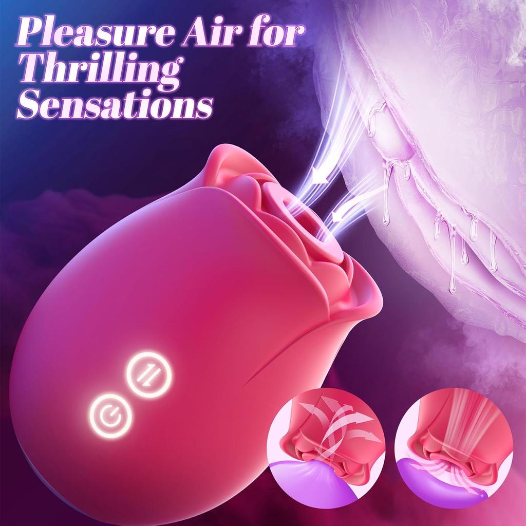 Sex Toys Rose Dildo Vibrator - Upgraded Adult Toys with 5 Sucking & Vibrating Modes for Women Clitoral Nipple, Rose Sucker Sex Toy Clitoral G Spot