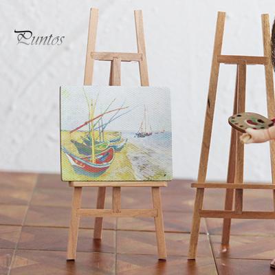 Miniature Easel Stand Solid Wood Realistic DIY Crafts Kids Gifts Toys Studio Furniture 1:12 Dollhouse Scene Ornament Mini Artist Painting Display