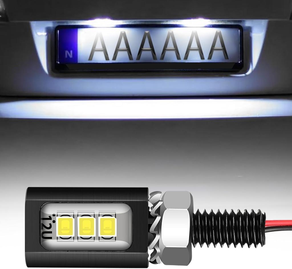 4PCS 12V LED License Plate Light, License Tag Screw Bolt Lamps, Super Bright Motorcycle LED Bulb Tag Lights for Car Truck RV ATV Bike