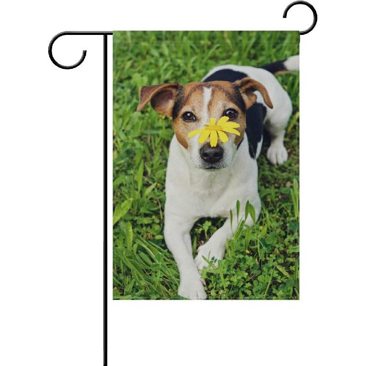 MOYYO Cute Jack Russell Terrier Dog Garden Flag 12 X 18 Inch Welcome Yard Garden Flag Double Sided Decorative Flag for Patio Lawn Outdoor Home Decor
