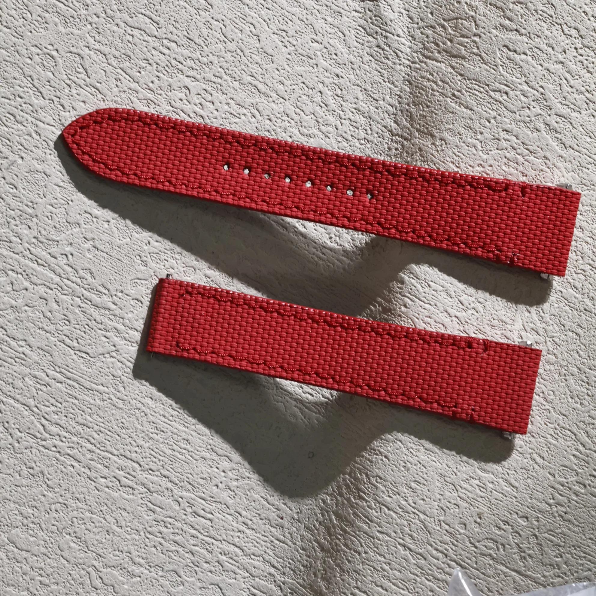 

19mm 21mm FKM Rubber Watch Strap for Cartier Santos WSSA0009 WSSA0010 WHSA0021 Quick Release Steel End Linking Watch Band 21mm L size&No Buckle червоний