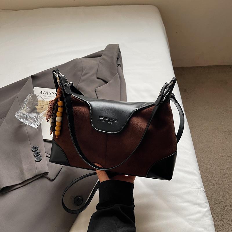 Casual Contrasting Colors Niche Maillard Commuter Bag New Versatile Women's Messenger Bag Retro Shoulder Armpit Bag