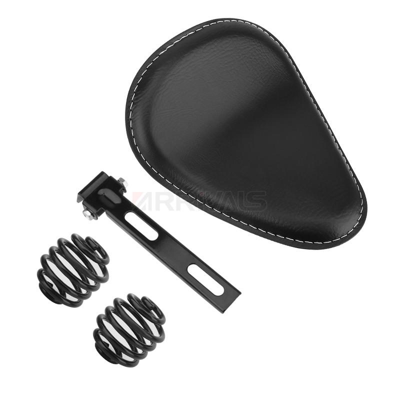 Motorrad Leder Sattel Sitz Retro Schwarzes Leder Einzelsitz für Harley Custom Chopper Bobber Honda Yamaha Kawasaki Suzuki