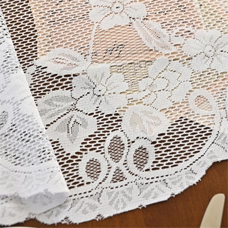  Lace Embroidered Semi Sheer Curtain 147x45cm Privacy Light Filtering Panel