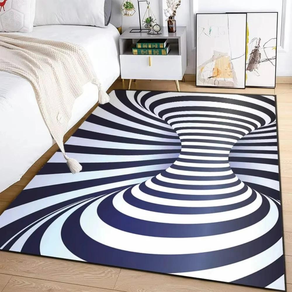 3D Vortex Illusion Carpet Rug for Living Room Decor Bedroom Area Floor Mat Abstract Geometric Optical Vertigo Carpet Non-slip