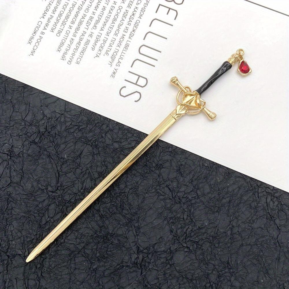 Ruby Pendant Vintage Hair Stick Headband, Vintage Style Headwear, Hanfu Paired with Exquisite Hairpin Accessories.